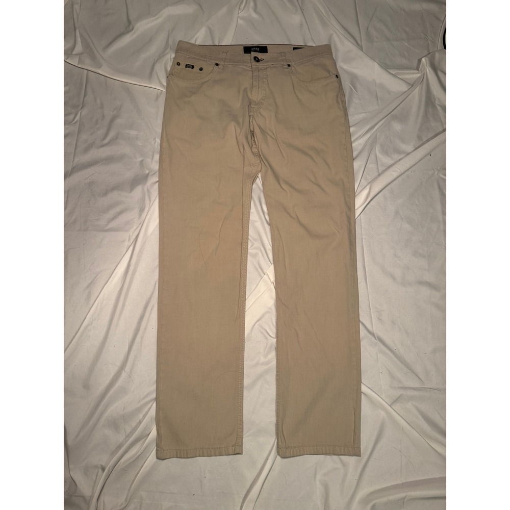 Brax Cooper Pants Mens 33/32 Tan Regular Fit Luxury Business Casual Ukraine made